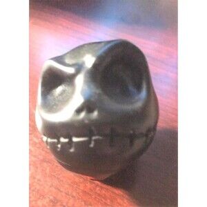 Adorable Jack Skellington Skull Carving in Black Obsidian